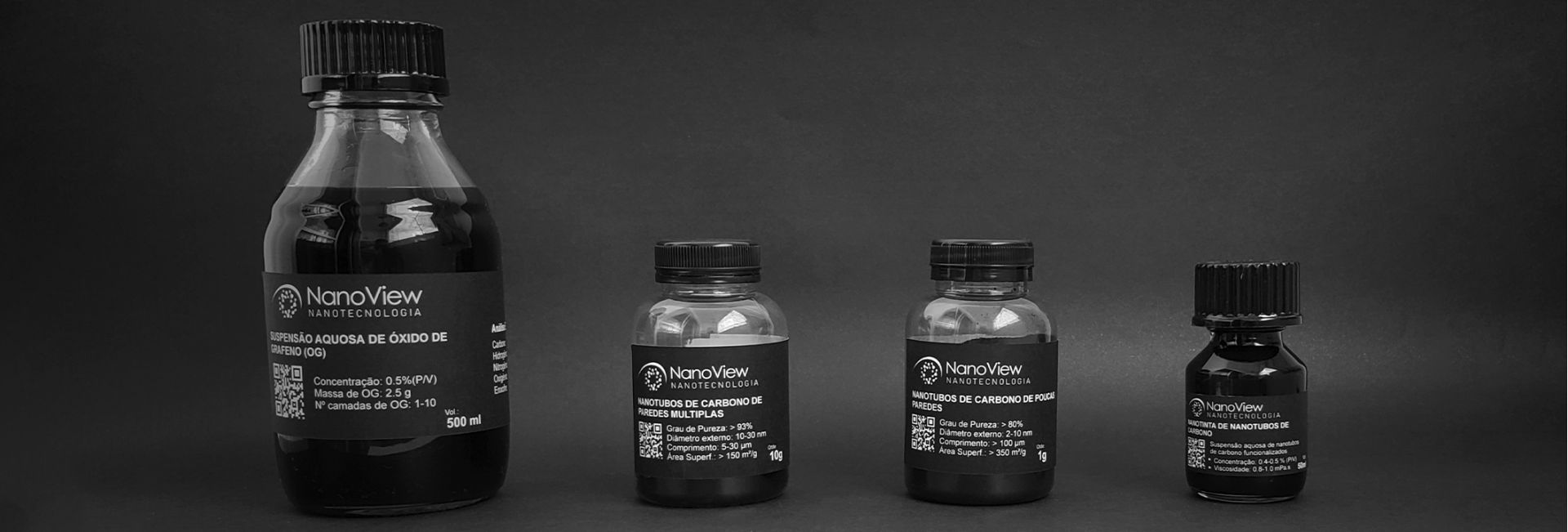 Frascos de óxido de grafeno e materiais avançados de carbono da NanoView